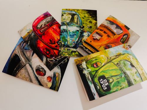 Collection of 5 car greeting cards